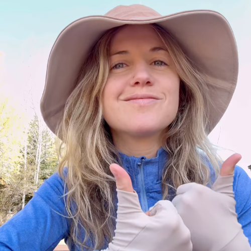 Woman in Solbari sun hat and UPF driving gloves